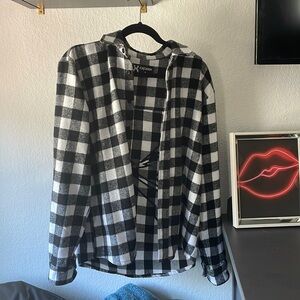 Excision embroidered checkered flannel